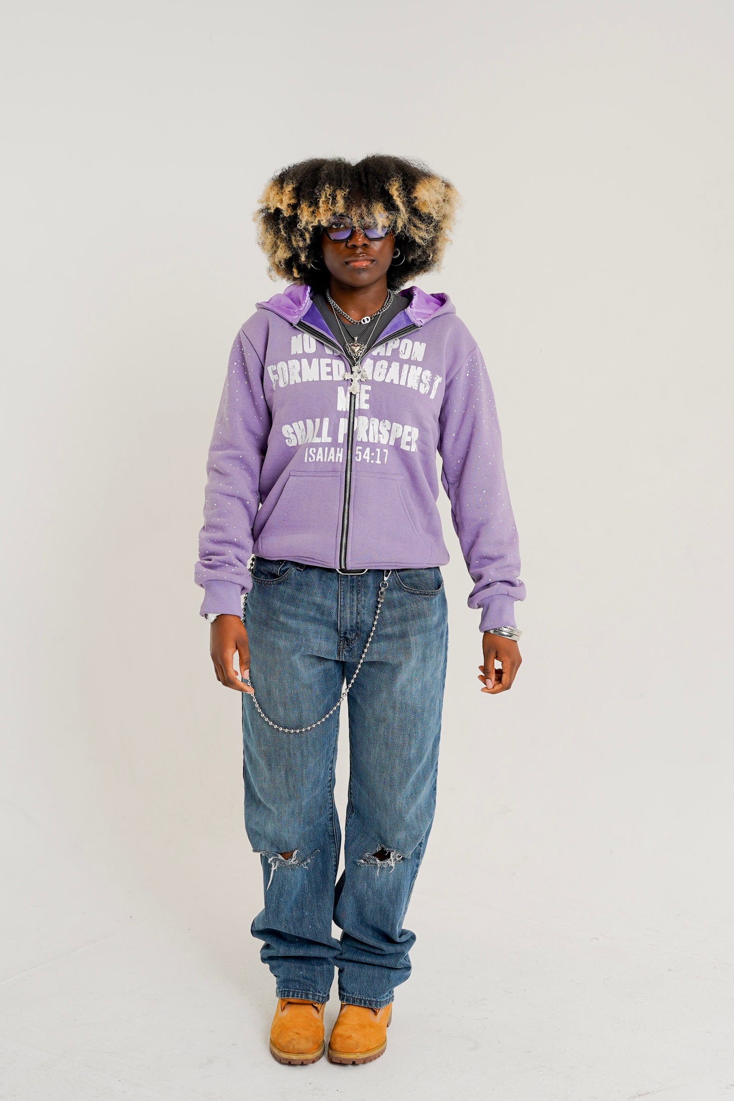 NO WEAPON ALLOWED ZIP UP- LILAC