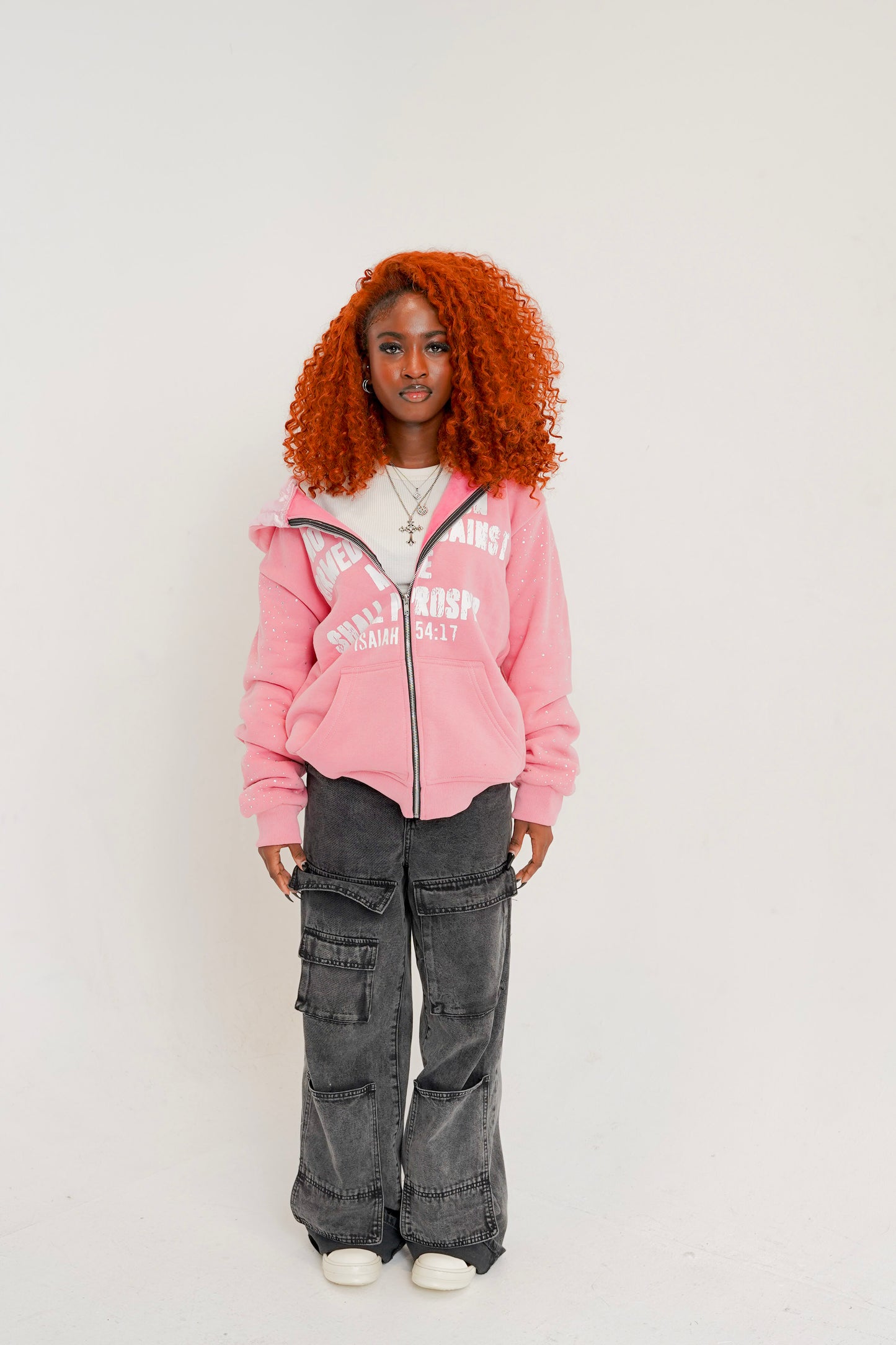 NO WEAPON ALLOWED ZIP UP- PINK